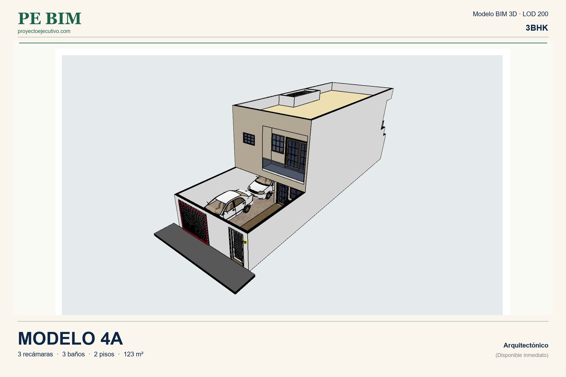 Modelo 4A — Casa 3BHK · 123 m²